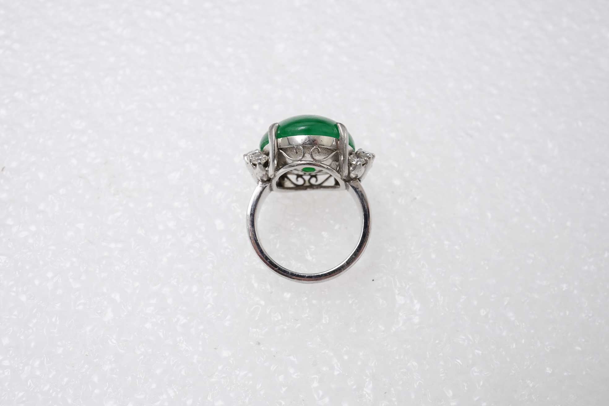 A jadeite and diamond ring, 1960s
